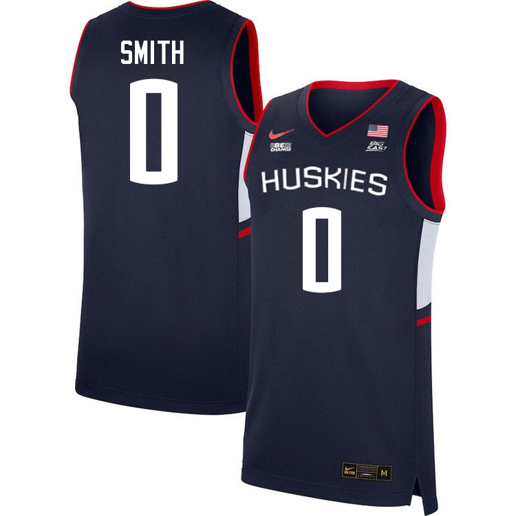 Uconn Huskies #0 Malachi Smith College Basketball Jersey Stitched-Alternater Navy